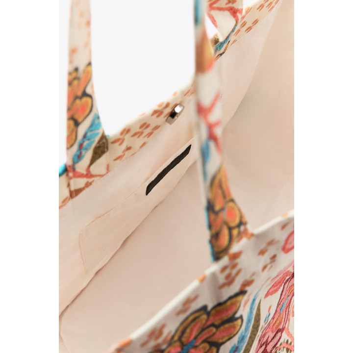 БОЛЬШАЯ СУМКА С ПРИНТОМ, ВЫШИВКОЙ И ЦВЕТАМИ