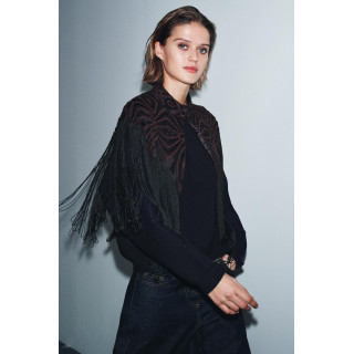 ТОП ИЗ ТЮЛЯ С БАХРОМОЙ И БУСИНАМИ