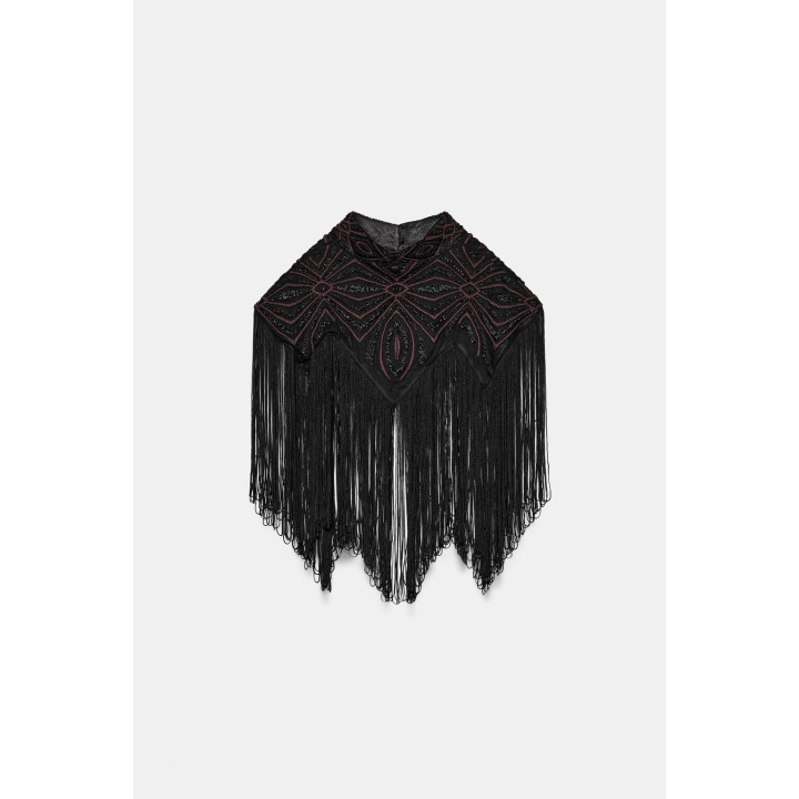 ТОП ИЗ ТЮЛЯ С БАХРОМОЙ И БУСИНАМИ