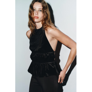 ТОП ИЗ БАРХАТА С ГОРЛОВИНОЙ ХАЛТЕР И СБОРКАМИ