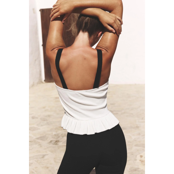 ТРИКОТАЖНАЯ ФУТБОЛКА В РУБЧИК С БАНТОМ