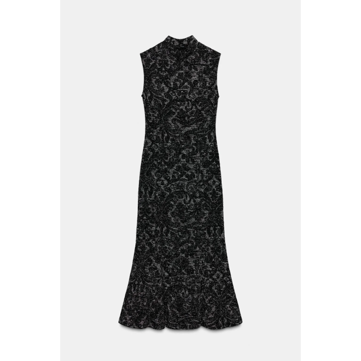 ПЛАТЬЕ ИЗ ЖАККАРДА С МЕТАЛЛИЗИРОВАННОЙ НИТЬЮ