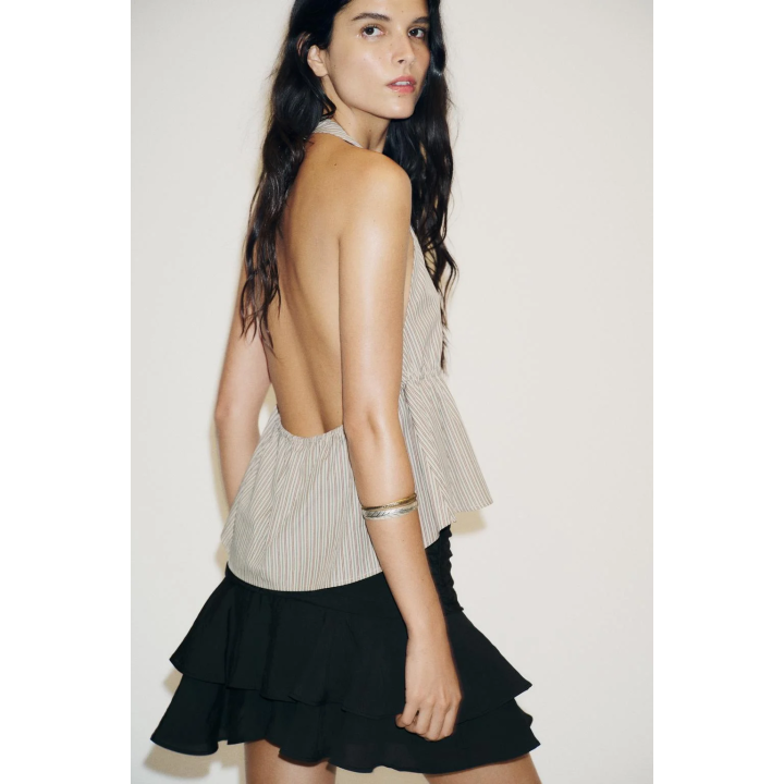 ТОП ИЗ ПОПЛИНА В ПОЛОСКУ С ГОРЛОВИНОЙ ХАЛТЕР