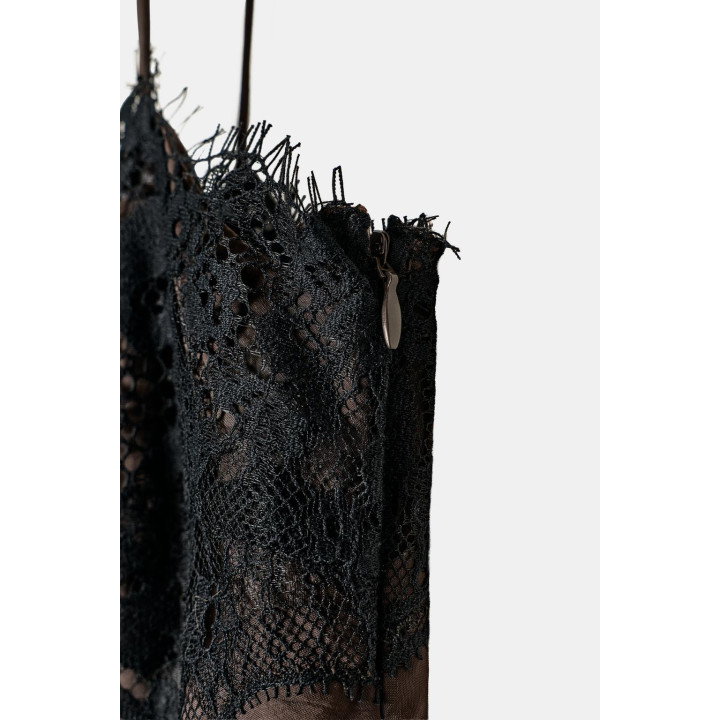 АТЛАСНОЕ АСИММЕТРИЧНОЕ ПЛАТЬЕ С КРУЖЕВОМ ZW COLLECTION