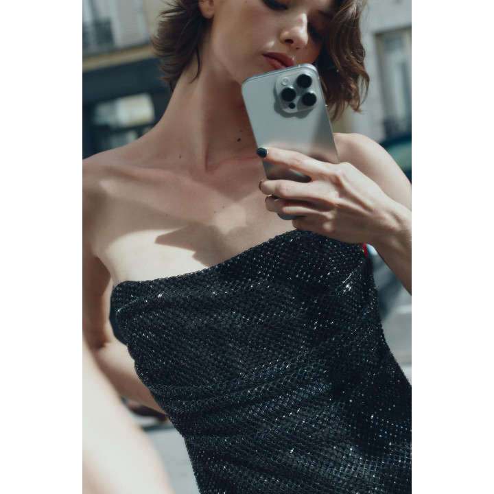 Топ из бисера и сетчатой ткани