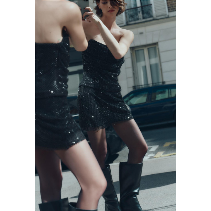 Топ из бисера и сетчатой ткани