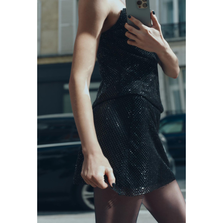 Топ из бисера и сетчатой ткани