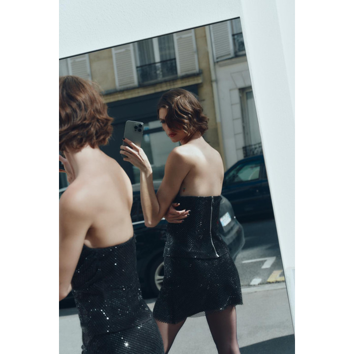 Топ из бисера и сетчатой ткани