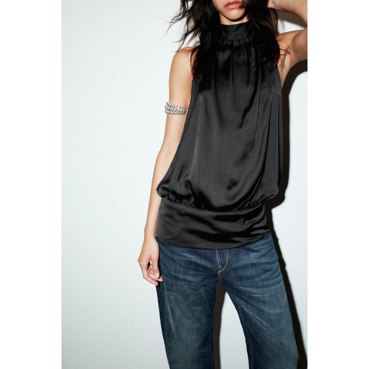 АТЛАСНЫЙ ТОП С ГОРЛОВИНОЙ ХАЛТЕР