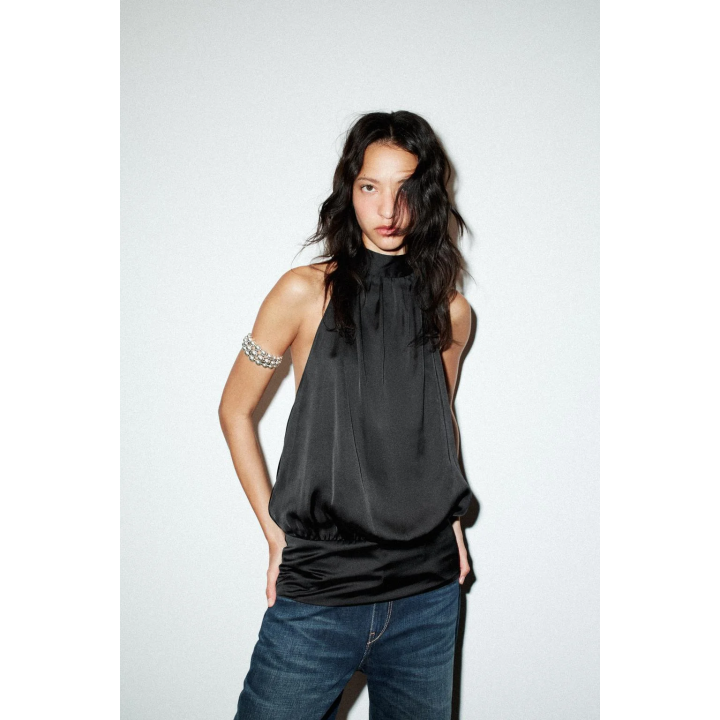 АТЛАСНЫЙ ТОП С ГОРЛОВИНОЙ ХАЛТЕР