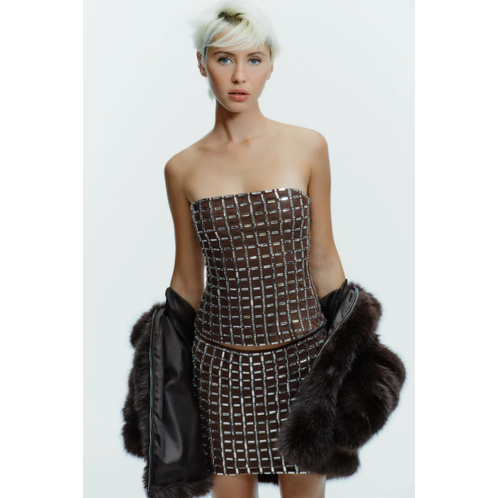 Топ-бандо из мерцающей сетки