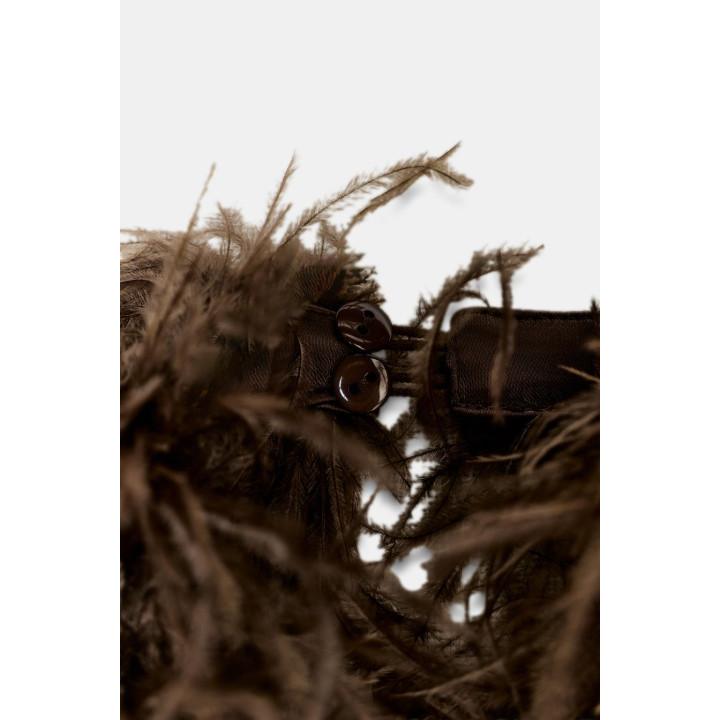 HALTER DRESS WITH FEATHERS