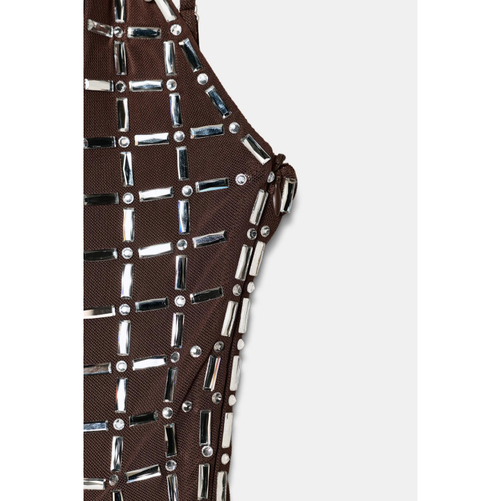 Короткое платье из сетчатой ткани с блеском