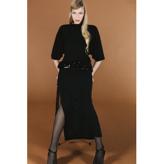 ПЛАТЬЕ МИДИ С ПАЙЕТКАМИ И ПОЯСОМ-КУШАКОМ