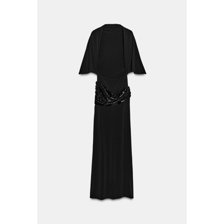 ПЛАТЬЕ МИДИ С ПАЙЕТКАМИ И ПОЯСОМ-КУШАКОМ