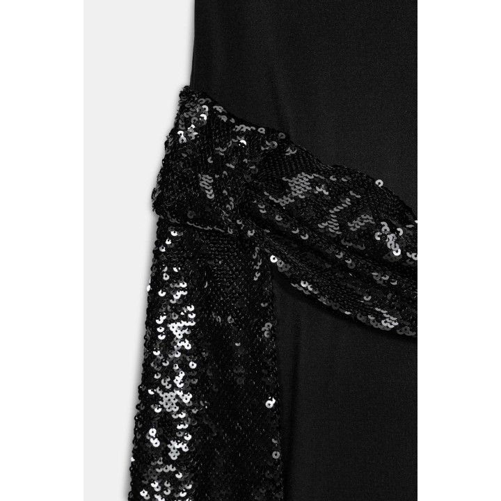 ПЛАТЬЕ МИДИ С ПАЙЕТКАМИ И ПОЯСОМ-КУШАКОМ