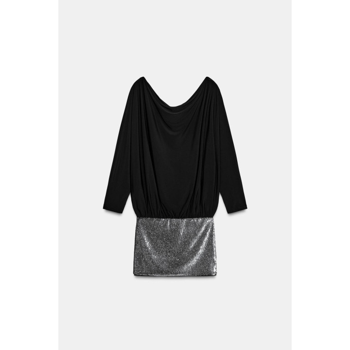 КОРОТКОЕ ПЛАТЬЕ С КОНТРАСТНЫМИ ПАЙЕТКАМИ