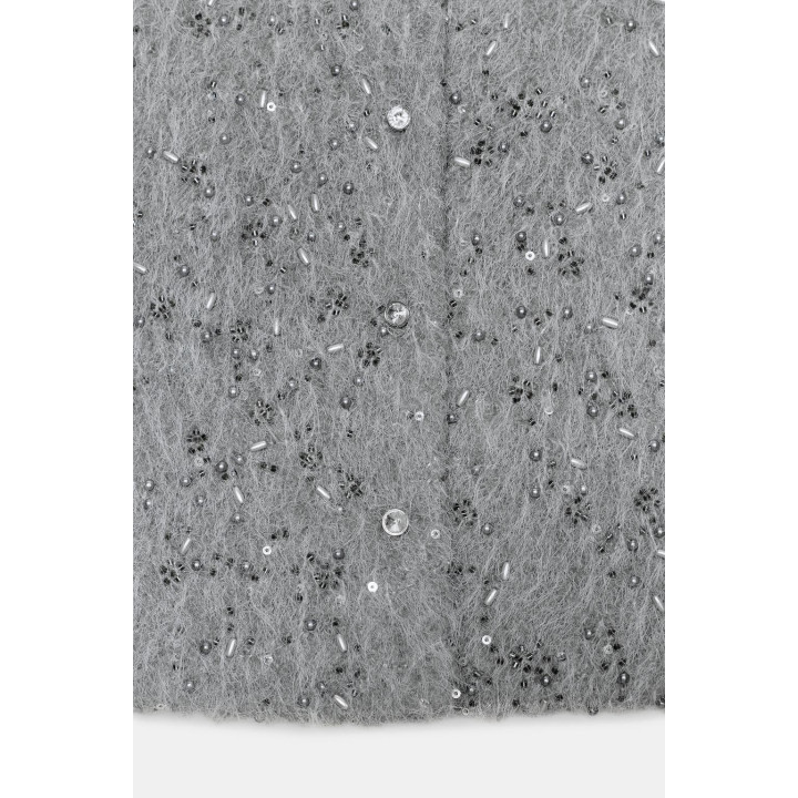 КУРТКА ИЗ ИСКУССТВЕННОГО МЕХА С БУСИНАМИ