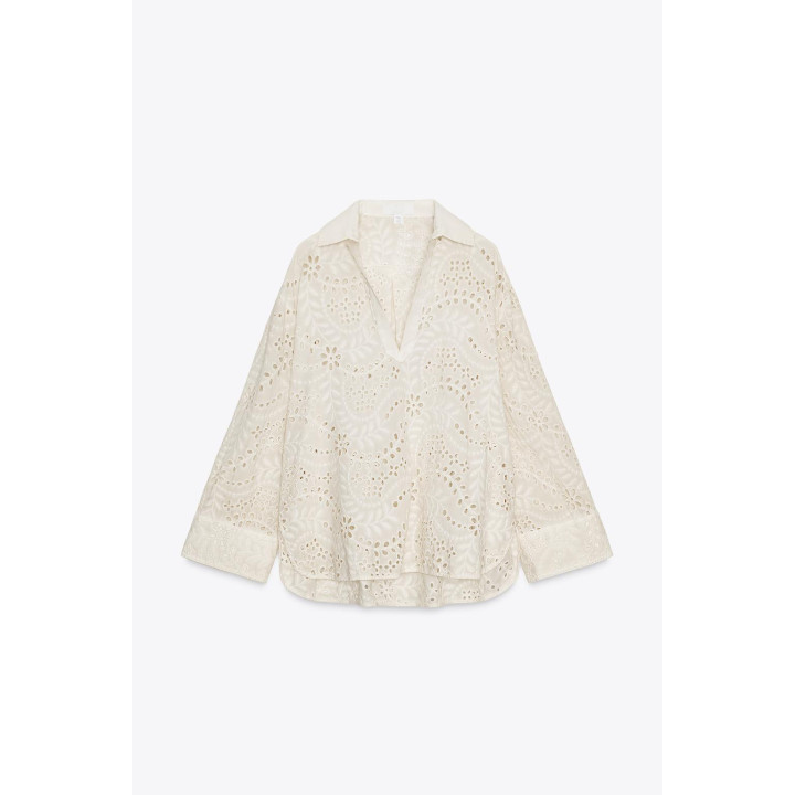 РУБАШКА С ВЫШИВКОЙ И ПЕРФОРАЦИЕЙ — ZW COLLECTION