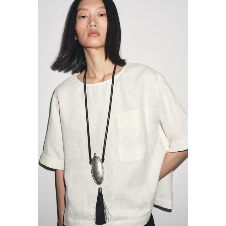 ТОП ИЗ ЛЬНА С КОРОТКИМИ РУКАВАМИ ZW COLLECTION