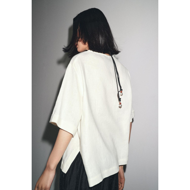 ТОП ИЗ ЛЬНА С КОРОТКИМИ РУКАВАМИ ZW COLLECTION