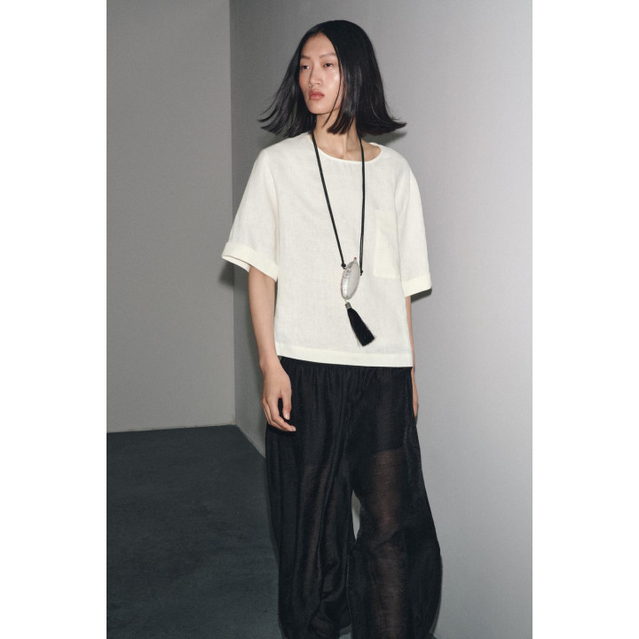 ТОП ИЗ ЛЬНА С КОРОТКИМИ РУКАВАМИ ZW COLLECTION