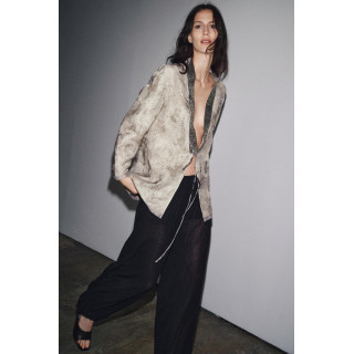 КИМОНО ИЗ ОРГАНЗЫ С ПРИНТОМ И БУСИНАМИ