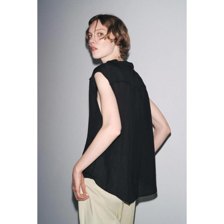 РУБАШКА ИЗ СМЕСИ РАМИ СО СБОРКАМИ — ZW COLLECTION