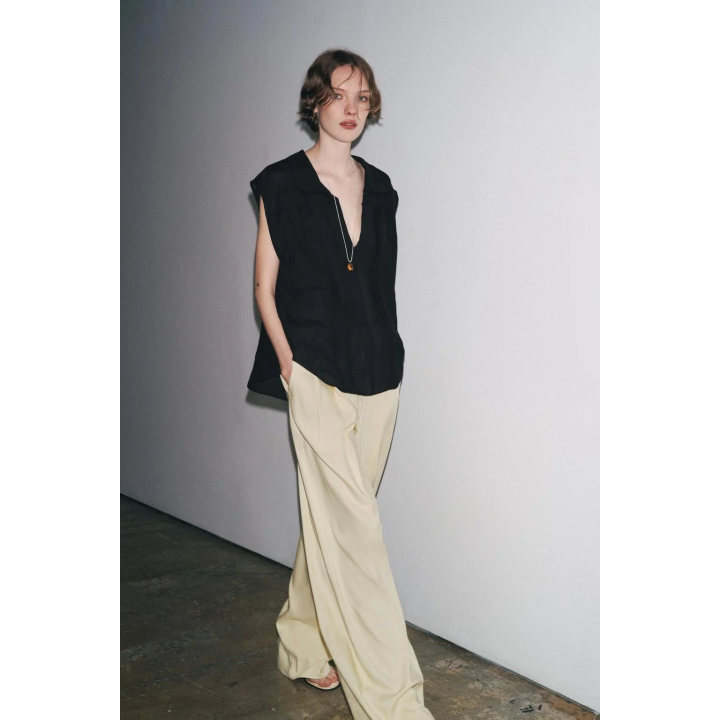 РУБАШКА ИЗ СМЕСИ РАМИ СО СБОРКАМИ — ZW COLLECTION