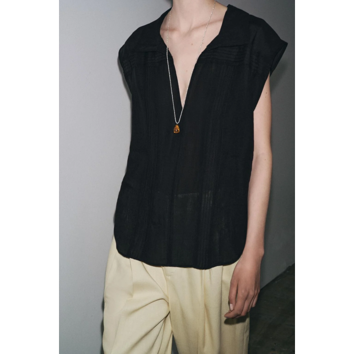 РУБАШКА ИЗ СМЕСИ РАМИ СО СБОРКАМИ — ZW COLLECTION