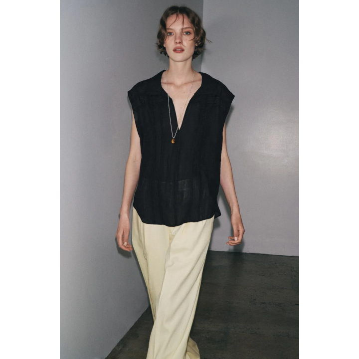 РУБАШКА ИЗ СМЕСИ РАМИ СО СБОРКАМИ — ZW COLLECTION