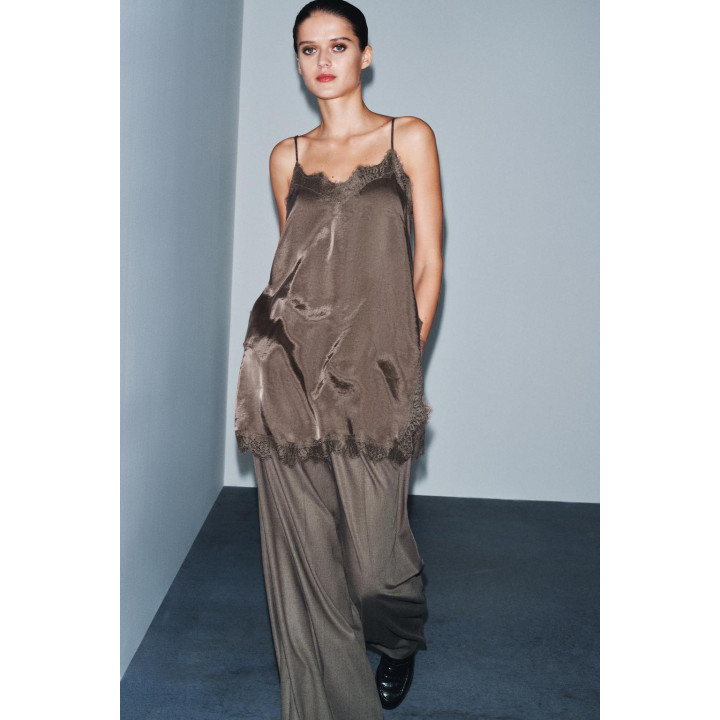 Топ-камисоль с кружевными аппликациями zw collection