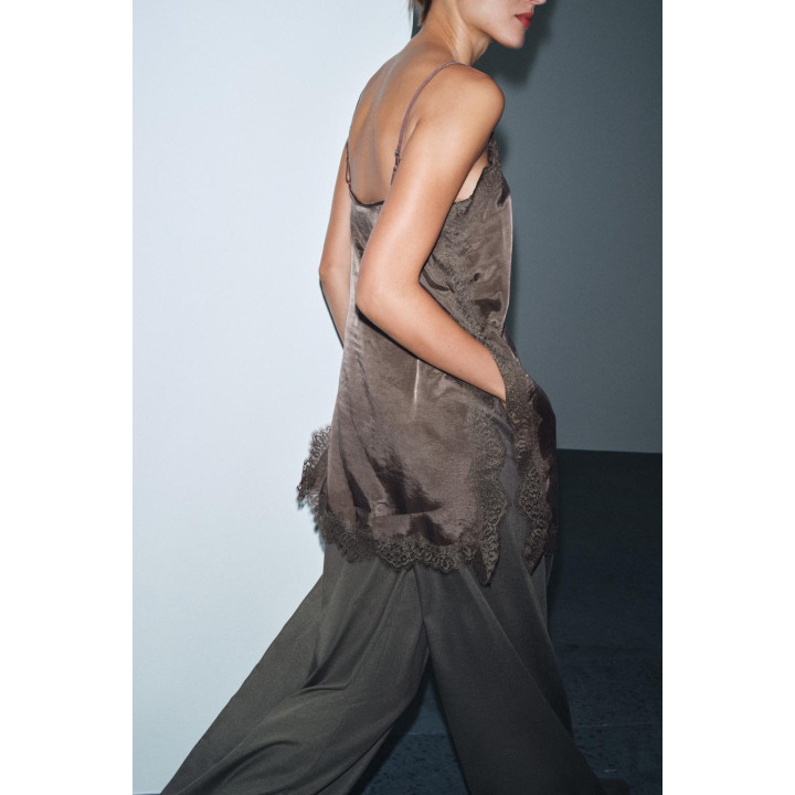 Топ-камисоль с кружевными аппликациями zw collection