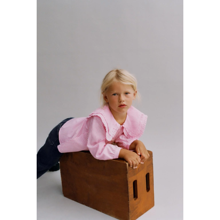 РУБАШКА В ПОЛОСКУ С ДВОЙНЫМ ВОРОТНИКОМ