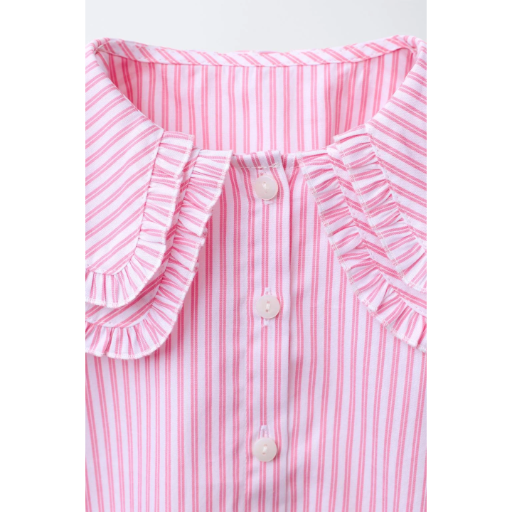 РУБАШКА В ПОЛОСКУ С ДВОЙНЫМ ВОРОТНИКОМ