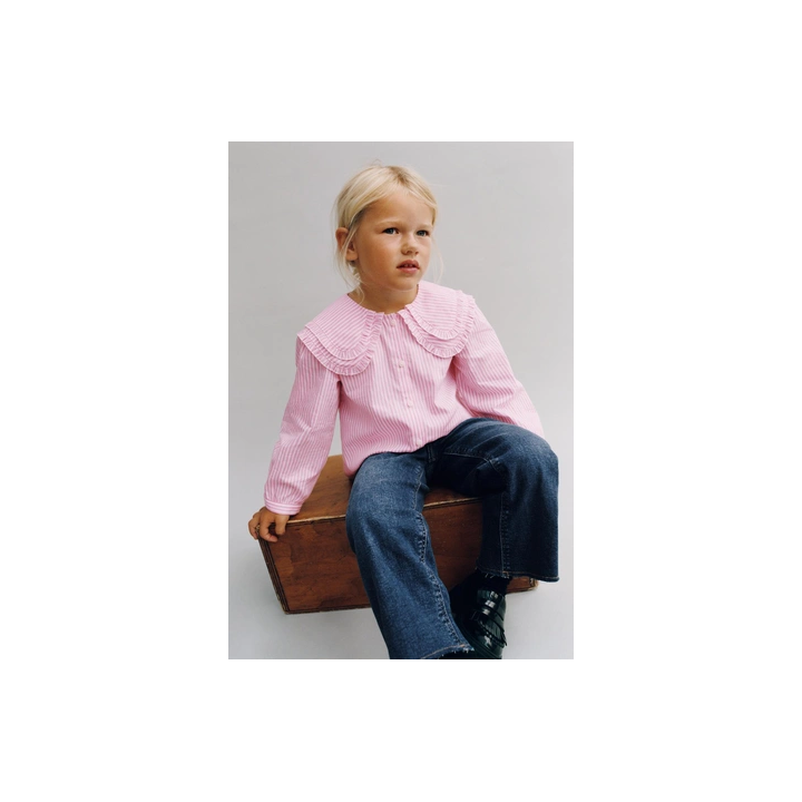 РУБАШКА В ПОЛОСКУ С ДВОЙНЫМ ВОРОТНИКОМ