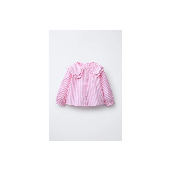 РУБАШКА В ПОЛОСКУ С ДВОЙНЫМ ВОРОТНИКОМ