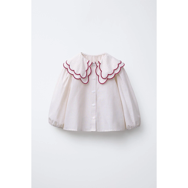 РУБАШКА В ПОЛОСКУ С ДВОЙНЫМ ВОРОТНИКОМ