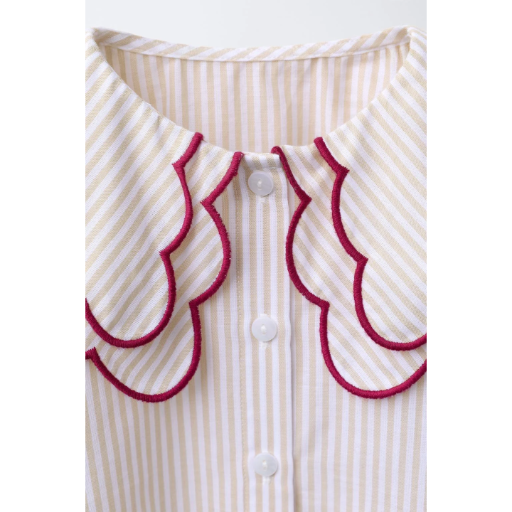 РУБАШКА В ПОЛОСКУ С ДВОЙНЫМ ВОРОТНИКОМ