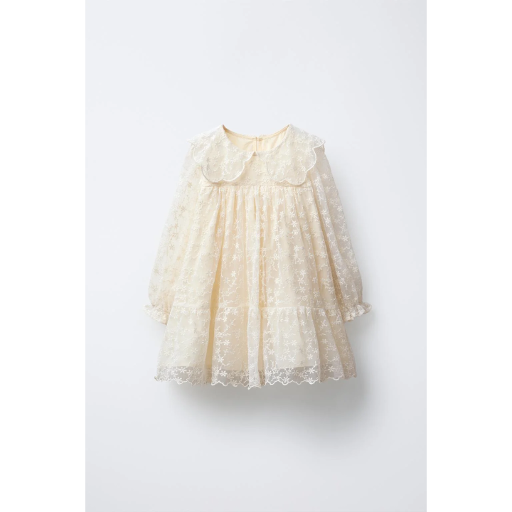 ПЛАТЬЕ ИЗ ПОЛУПРОЗРАЧНОЙ ТКАНИ С ВЫШИВКОЙ