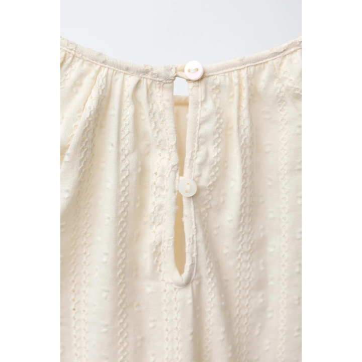 РУБАШКА ИЗ СЕТЧАТОЙ ТКАНИ В ГОРОШЕК С ВЫШИВКОЙ