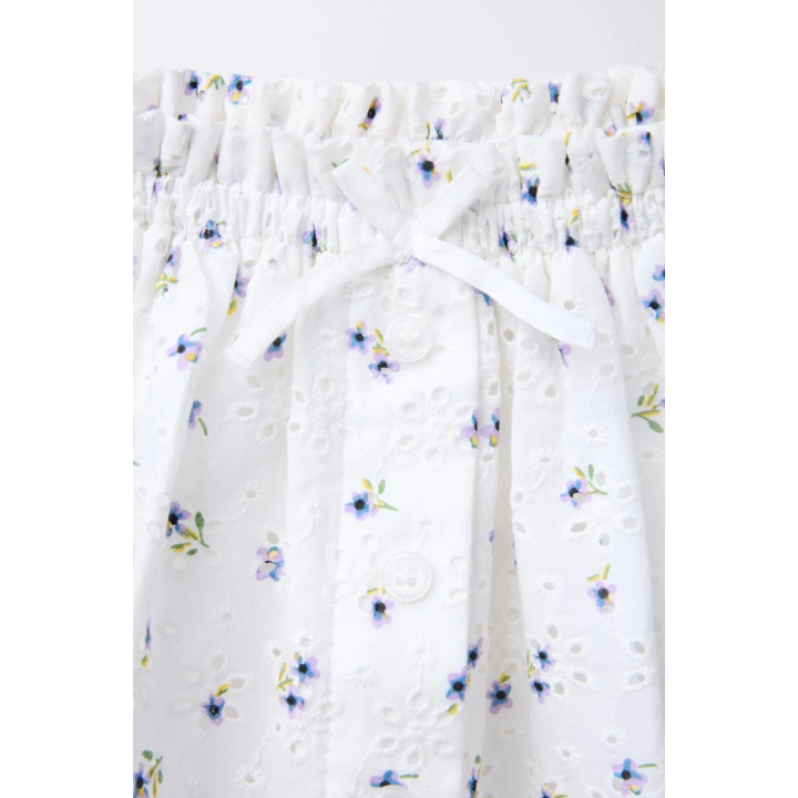 ЮБКА-ШОРТЫ С ВЫШИВКОЙ И ЦВЕТОЧНЫМ ПРИНТОМ