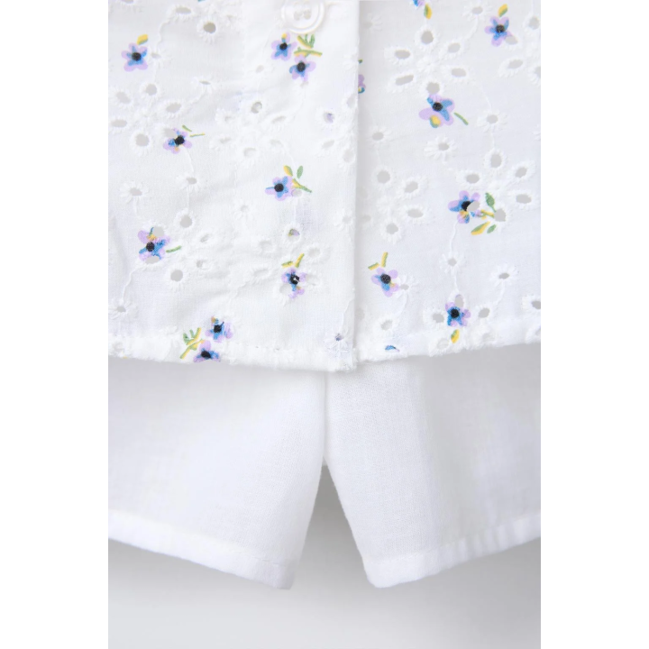 ЮБКА-ШОРТЫ С ВЫШИВКОЙ И ЦВЕТОЧНЫМ ПРИНТОМ