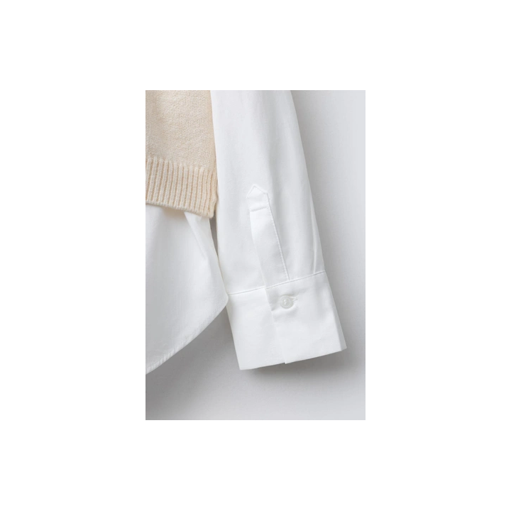 РУБАШКА ИЗ ПОПЛИНА С ТРИКОТАЖНЫМ ЖИЛЕТОМ И БАРХАТНЫМИ БАНТАМИ