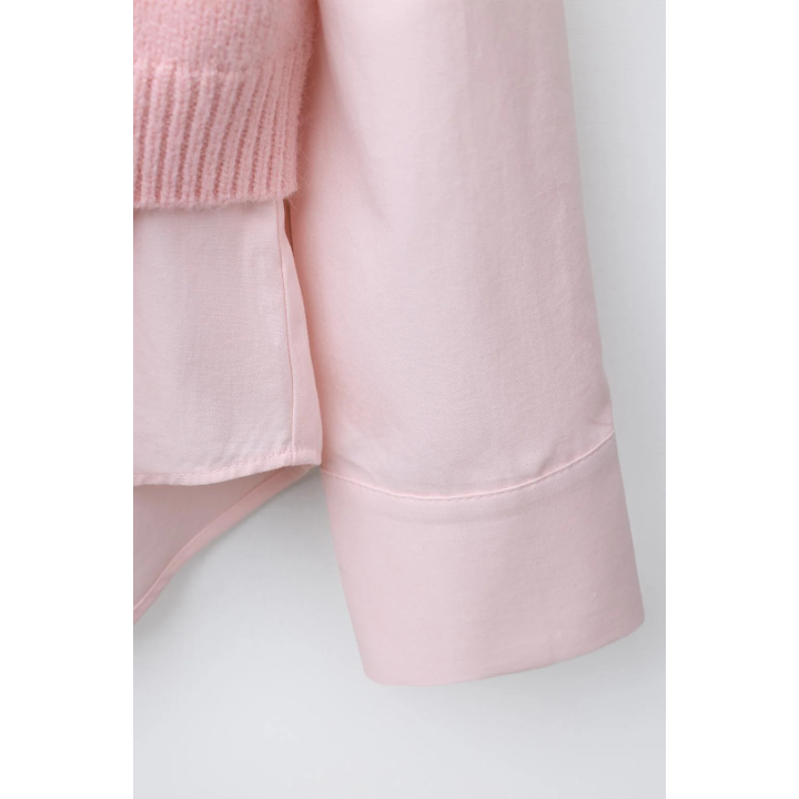 РУБАШКА ИЗ ПОПЛИНА С ЖИЛЕТОМ СО СТРАЗАМИ