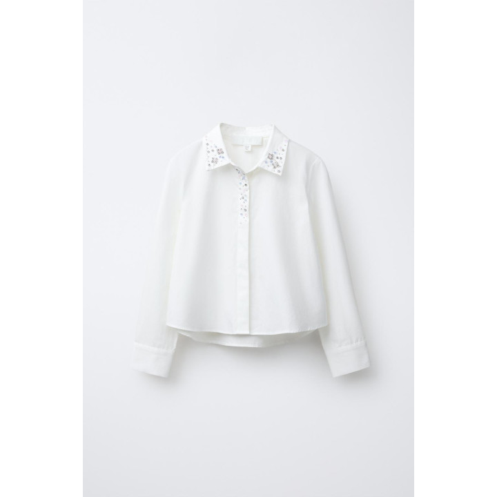 РУБАШКА С ВОРОТНИКОМ И СТРАЗАМИ