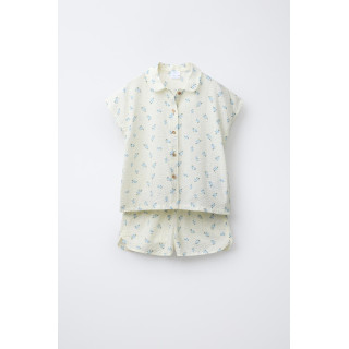AGES 6-14/ SEERSUCKER FLORAL SHIRT AND BERMUDA PYJAMAS