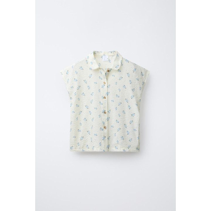 AGES 6-14/ SEERSUCKER FLORAL SHIRT AND BERMUDA PYJAMAS