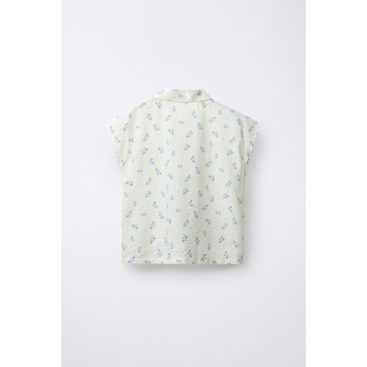 AGES 6-14/ SEERSUCKER FLORAL SHIRT AND BERMUDA PYJAMAS