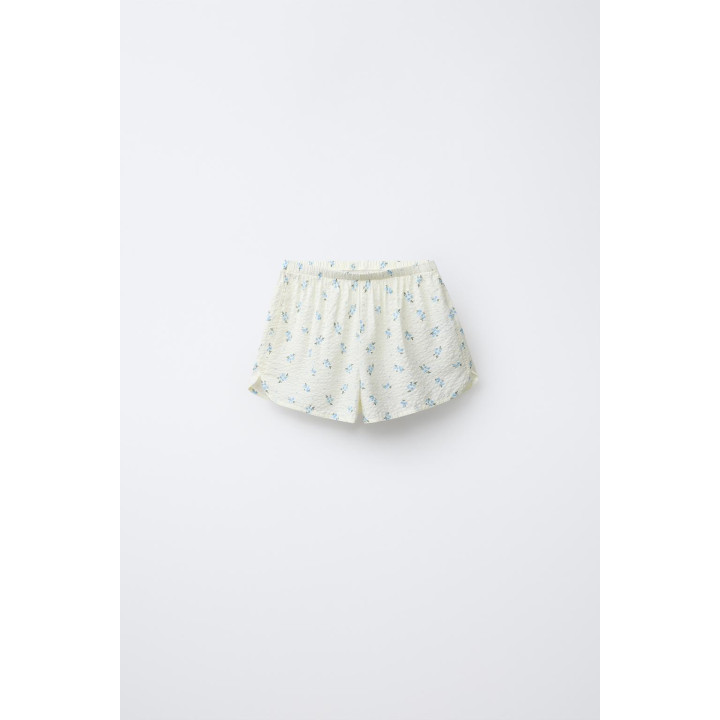 AGES 6-14/ SEERSUCKER FLORAL SHIRT AND BERMUDA PYJAMAS